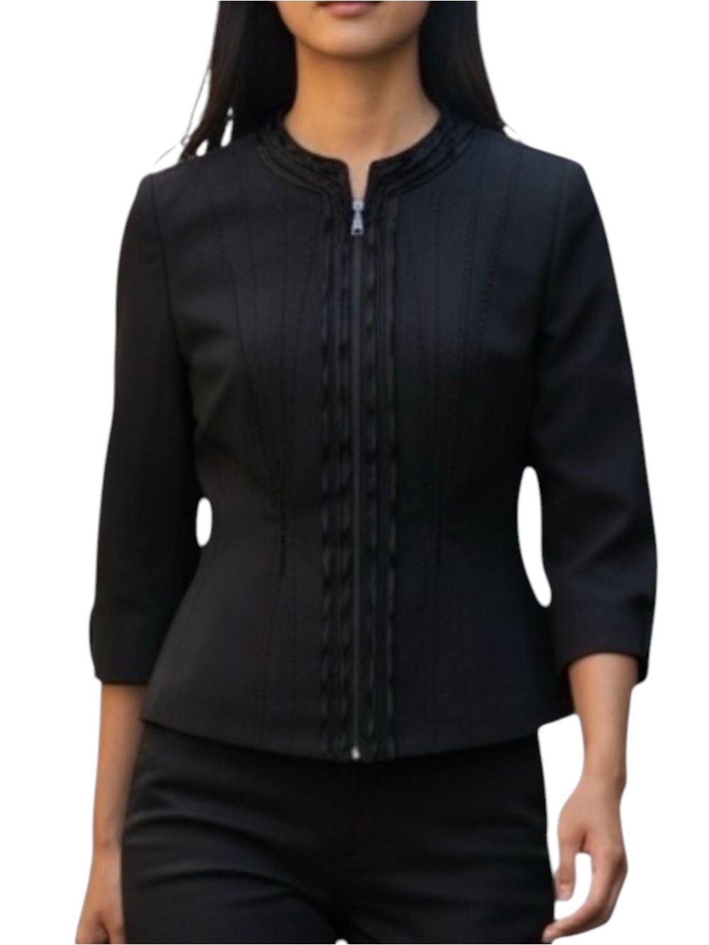 Tahari Cropped Black Corset Style Jacket NWOT Size 6 WhimsiGoth